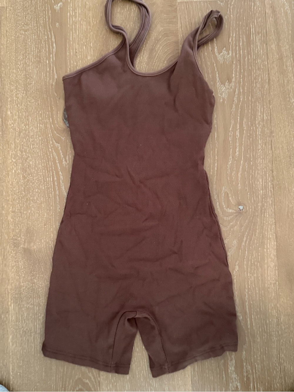 Girls' Brown Ribbed Tank One-Piece Bodysuit